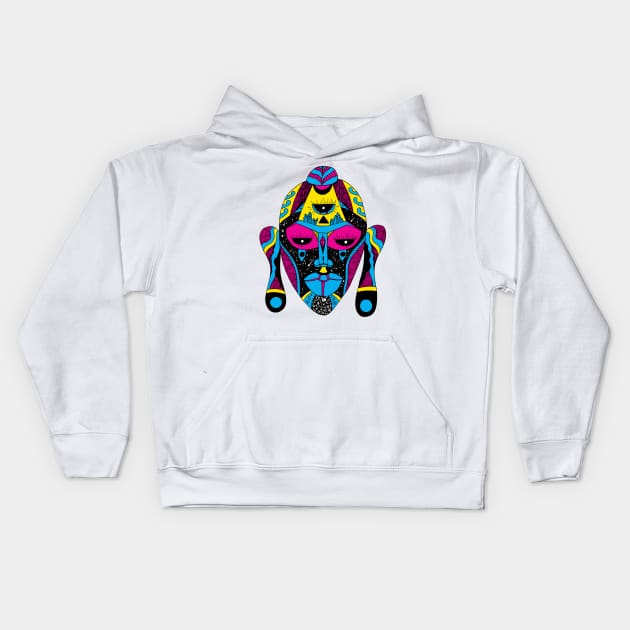 CMYK African Mask 7 Kids Hoodie by kenallouis